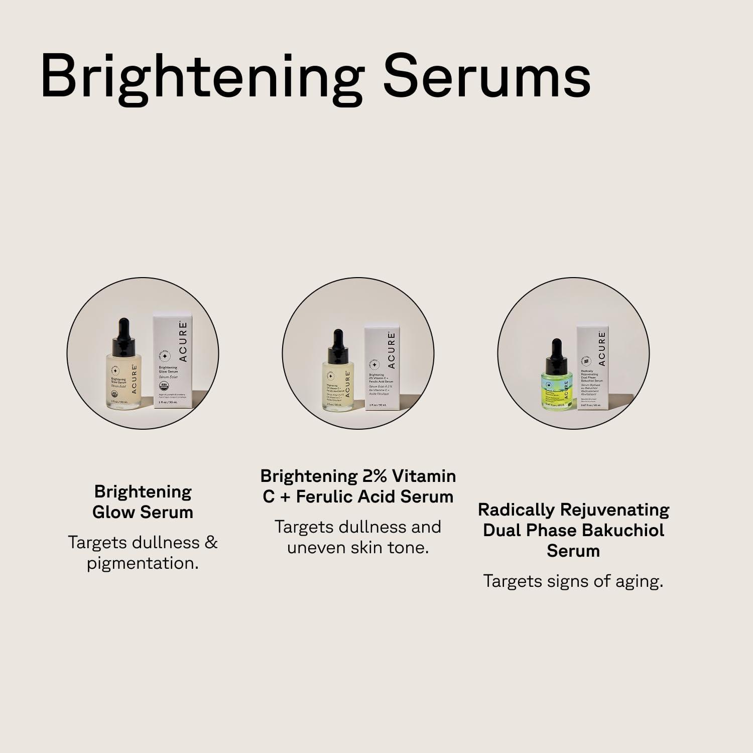 imageAcure Brightening Glow Serum Anti Aging Face Serum Bright Glow for Women amp Men Facial Skincare with Argan Oil and Cranberry Seed Oil Vegan amp Cruelty Free 1 fl oz1 Fl Oz Pack of 1