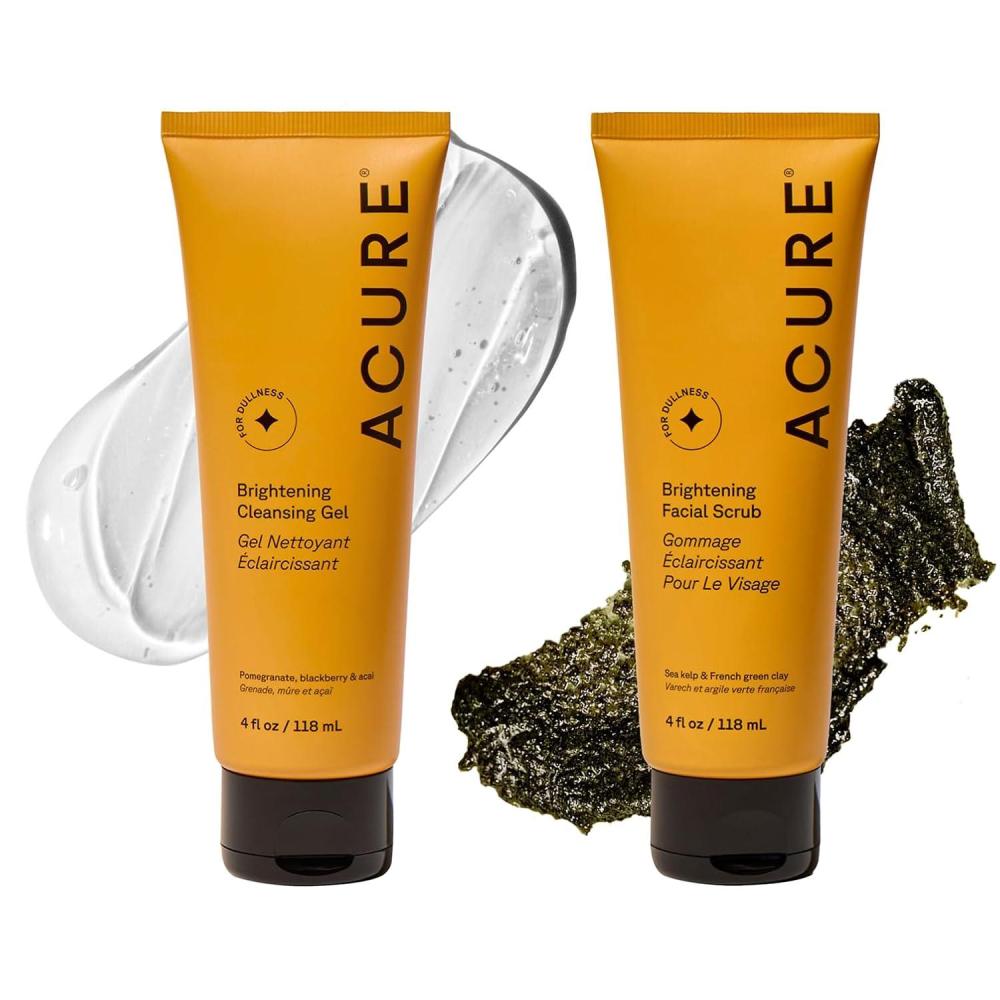 imageAcure Brightening Cleansing Gel Vegan Face Scrub Gentle Facial Cleanser for Radiant Skin with Pomegranate Blackberry amp Acai Infused AntioxidantRich Formula for All Skin Types 4 fl ozScrub Cleanser