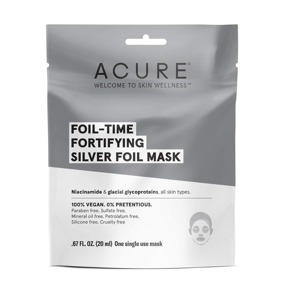 imageAcure FoilTime Fortifying Silver Mask  100 Vegan  Traps Heat to Open Pores For Superior Serum Delivery  Niacinamide amp Glacial Glycoproteins  For Rejuvenated amp Refreshed Apprearance  1 Count ACO021461 Count Pack of 1