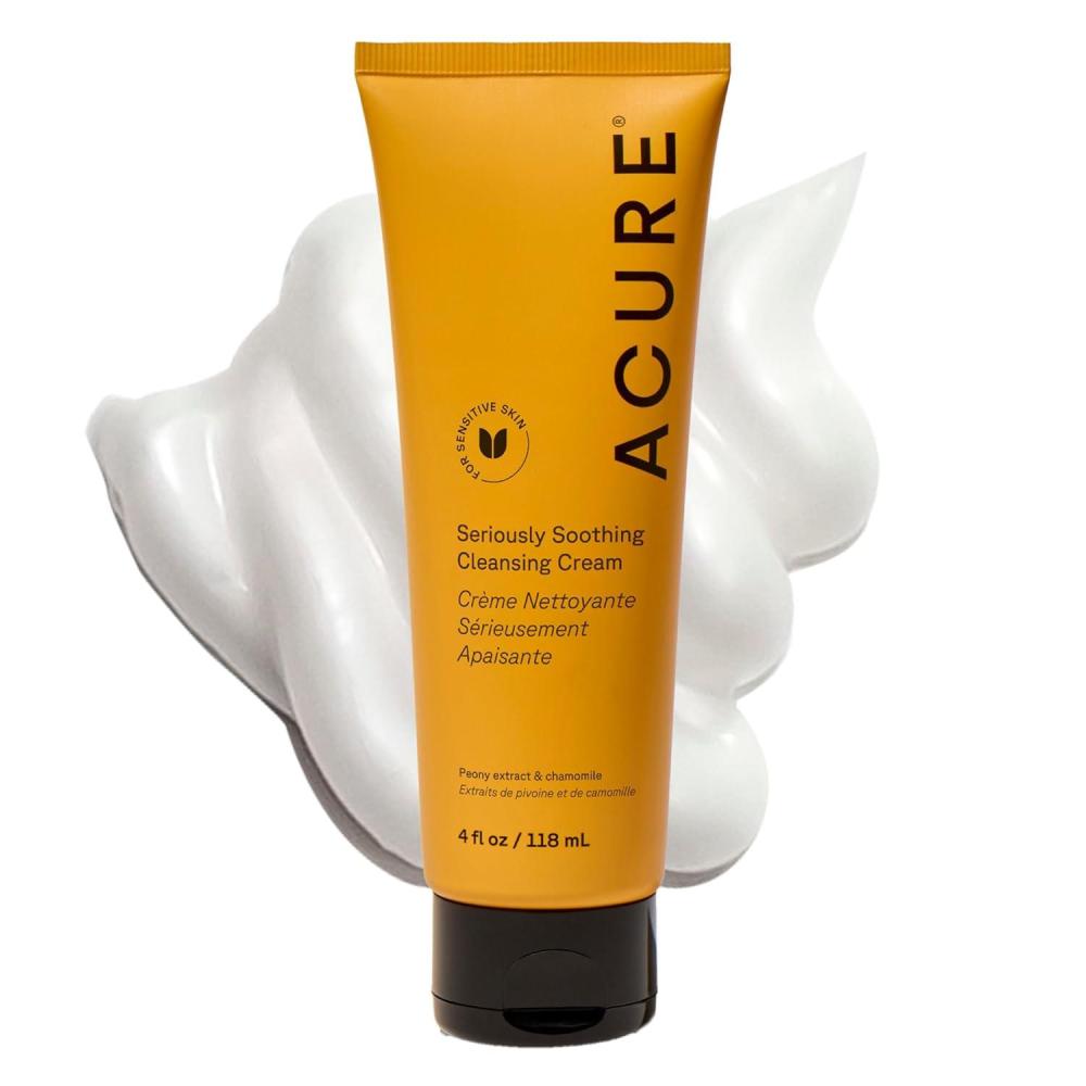 imageAcure Seriously Soothing Cleansing Cream Gentle Hydrating amp Exfoliating Face Wash Daily Facial Cleanser for Women amp Men with Chamomile amp Sunflower Amino Acids Sulfate Free Vegan 4 fl oz4 Fl Oz Pack of 1