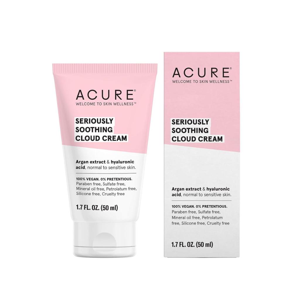 imageAcure Seriously Soothing Cloud Cream  Hydrating Night Cream for Normal to Dry Sensitive Skin Facial Moisturizer for All Skin Types Enriched with Argan Extract amp Hyaluronic Acid100 Vegan  17 oz