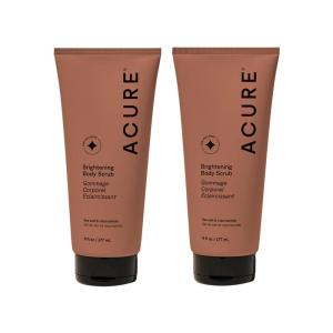 Acure Brightening Body Scrub – Exfoliating Body Scrub with Sea Salt, Scrubber for Men & Women to Smooth Sensitive Skin & Remove Dead Skin Cells, Exfoliator with Clay & Niacinamide Extract – 6 fl oz(6 Fl Oz (Pack of 2))