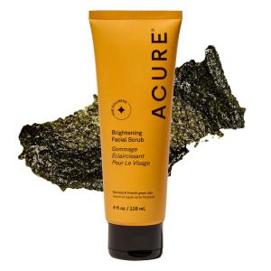 Acure Brightening Facial Scrub – Exfoliating Face Wash, Gentle Daily Scrubber & Exfoliator for Women & Men for Radiant Skin, Cleansing Wash with Sea Kelp & French Green Clay – 4 fl oz (2 Pack)(4 Fl Oz (Pack of 1))