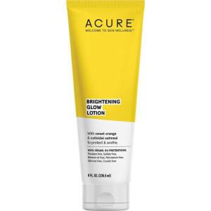 Acure Brightening Glow Lotion – Made with Sweet Orange & Colloidal Oatmeal for Bright, Refresh and Glowing Skin – Lightweight & Instant Absorb, Non-sticky – For All Skin Types, Citrus Scent – 8 Fl Oz