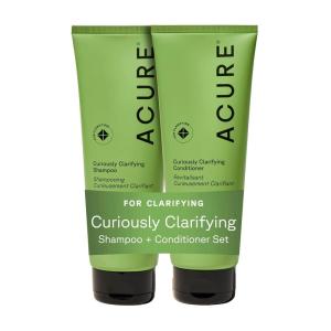 Acure Curiously Clarifying Shampoo – Cleansing & Clarifying Shampoo for Women & Men, Scalp Detox for Product Buildup, Deep Clean for Oily Hair, Detoxify, Remove Build Up, Sulfate Free, Vegan – 8 fl oz(8 Fl Oz (Pack of 2))