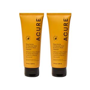 Acure Resurfacing 1% Glycolic Acid & Unicorn Root Cleanser – Exfoliating Face Wash, Glycolic Acid Cleanser for Face, Brightening Anti Aging Cream to Foam Facial Cleanser, Sulfate Free, Vegan – 4 fl oz(4 Fl Oz (Pack of 2))