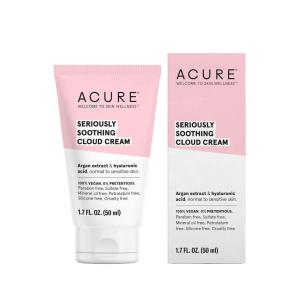 Acure Seriously Soothing Cloud Cream – Hydrating Night Cream for Normal to Dry Sensitive Skin, Facial Moisturizer for All Skin Types, Enriched with Argan Extract & Hyaluronic Acid,100% Vegan – 1.7 oz
