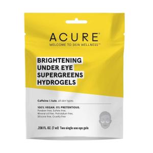 Acure Seriously Soothing Under Eye Hydrogels, 100% Vegan, For Dry to Sensitive Skin, Blue Tansy & Arnica – Soothes & Minimizes Dark Circles, Two Single Use, 0.24 Fl Oz(Brightening – Supergreens)