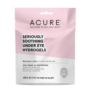 Acure Seriously Soothing Under Eye Hydrogels, 100% Vegan, For Dry to Sensitive Skin, Blue Tansy & Arnica – Soothes & Minimizes Dark Circles, Two Single Use, 0.24 Fl Oz(Seriously Soothing)