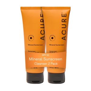 Acure Mineral Sunscreen SPF 50 – Zinc Oxide Sunscreen for Face & Body, Travel Size Sunblock Cream for Men & Women, Non Toxic for Sensitive Skin with Squalane for Hydration – 3 fl oz (2 Pack)(3 Fl Oz (Pack of 2))