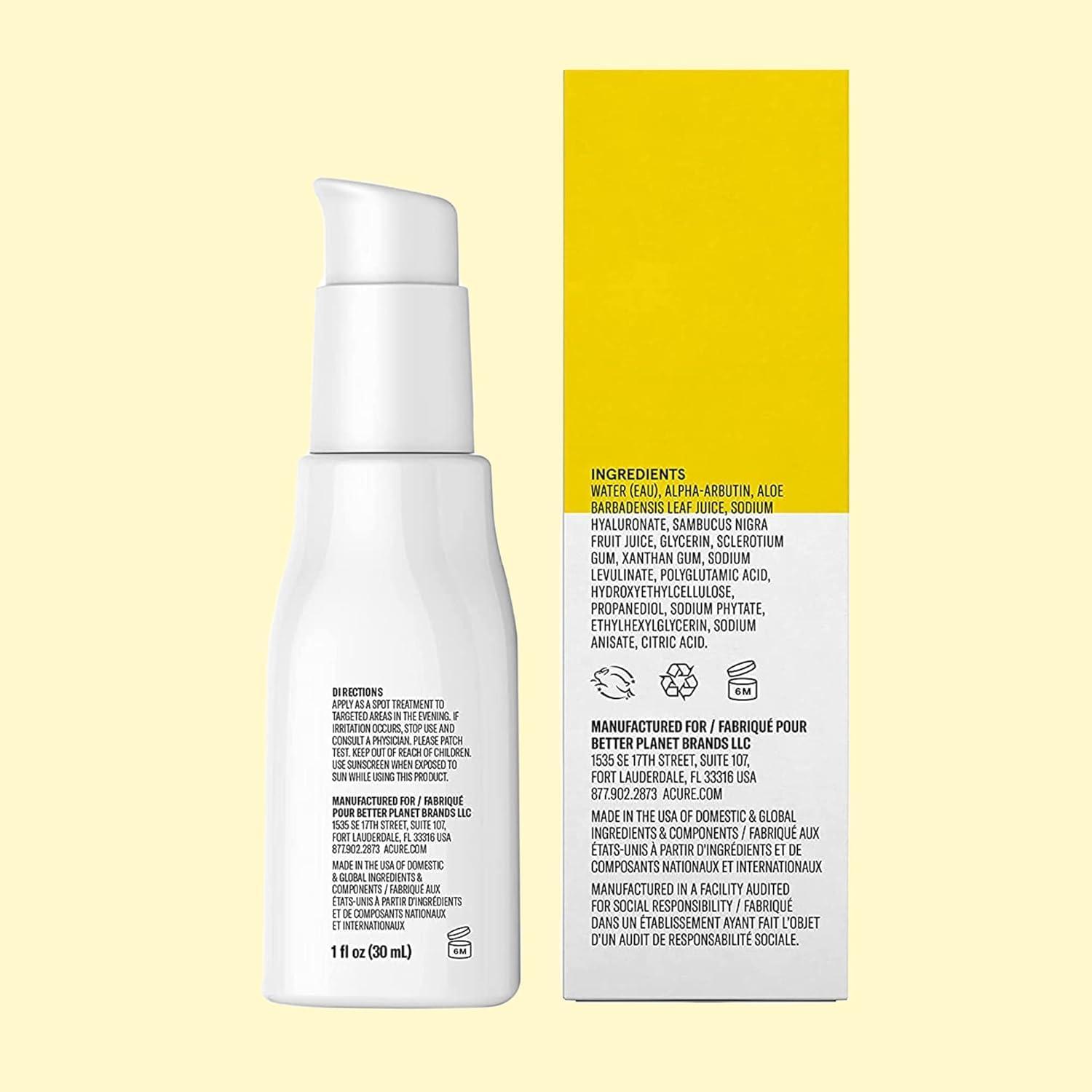 imageAcure Brightening 2 Alpha Arbutin Serum Brighter Skin Improve Dark Spots amp Uneven Tone 100 Vegan with Alpha Arbutin Hyaluronic Acid amp Elderberry Extract Skincare For All Skin Types 1 Fl Oz