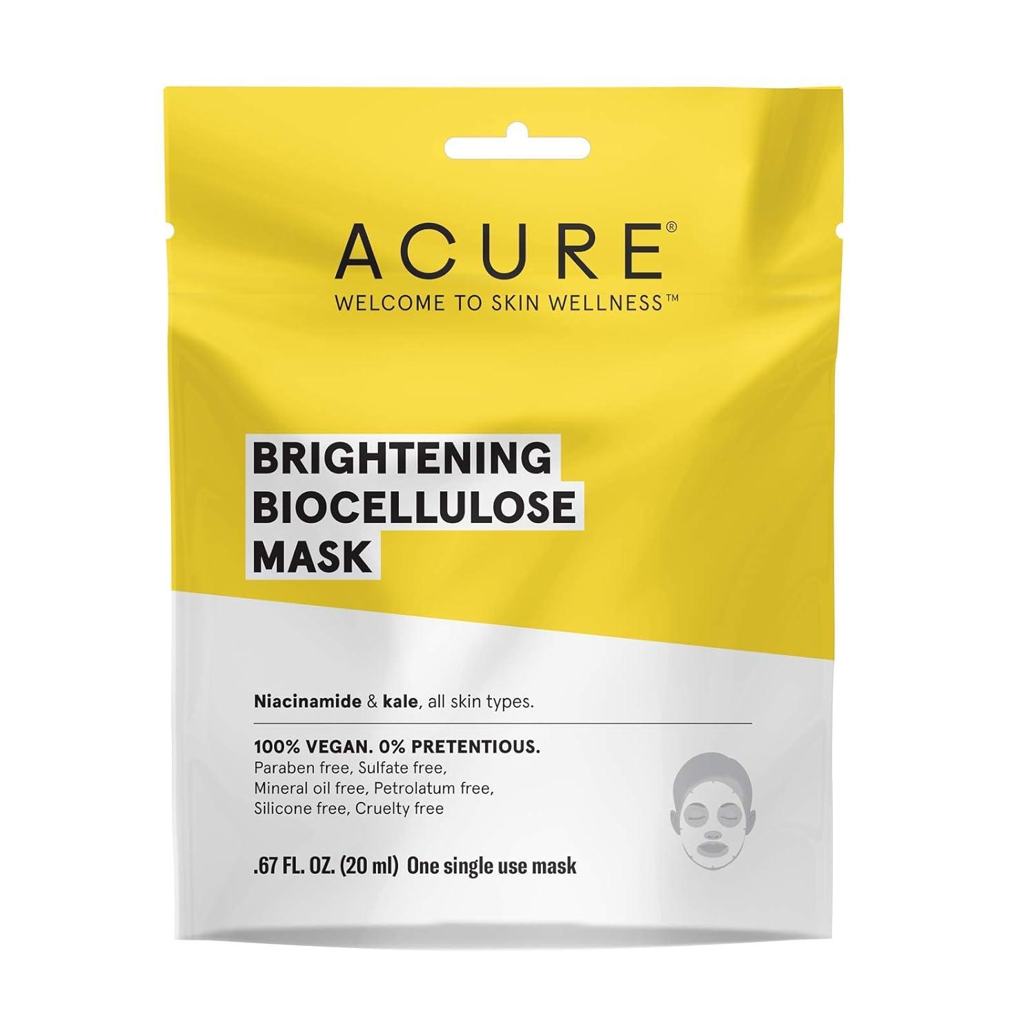 imageAcure Brightening Biocellulose Gel Mask 100 Vegan For A Brighter Appearance Niacinamide amp Kale Vitamin B3 One Single Use All Skin Types 1 CountCoconut
