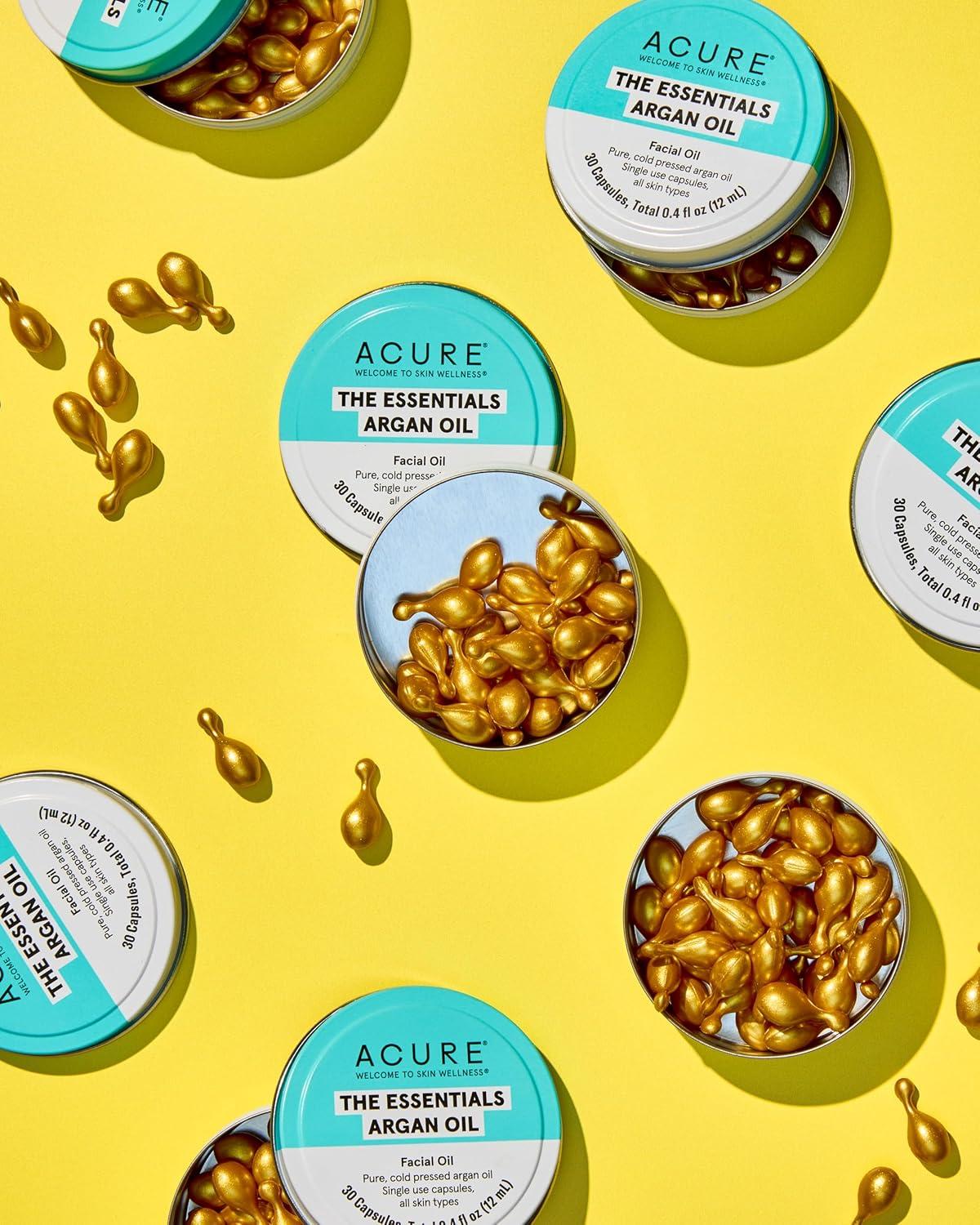 imageAcure The Essentials Argan Oil Capsules Certified Organic Pure Cold Argan Oil Single Use Capsules For All Skin Types 30 CapsulesArgan Oil Capsules