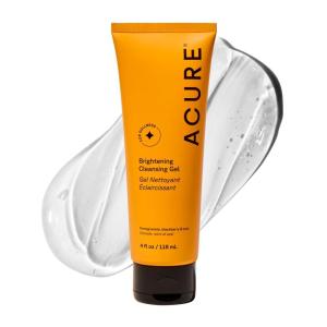 Acure Brightening Cleansing Gel – Vegan Face Scrub, Gentle Facial Cleanser for Radiant Skin with Pomegranate, Blackberry & Acai Infused, Antioxidant-Rich Formula for All Skin Types – 4 fl oz(4 Fl Oz (Pack of 1))
